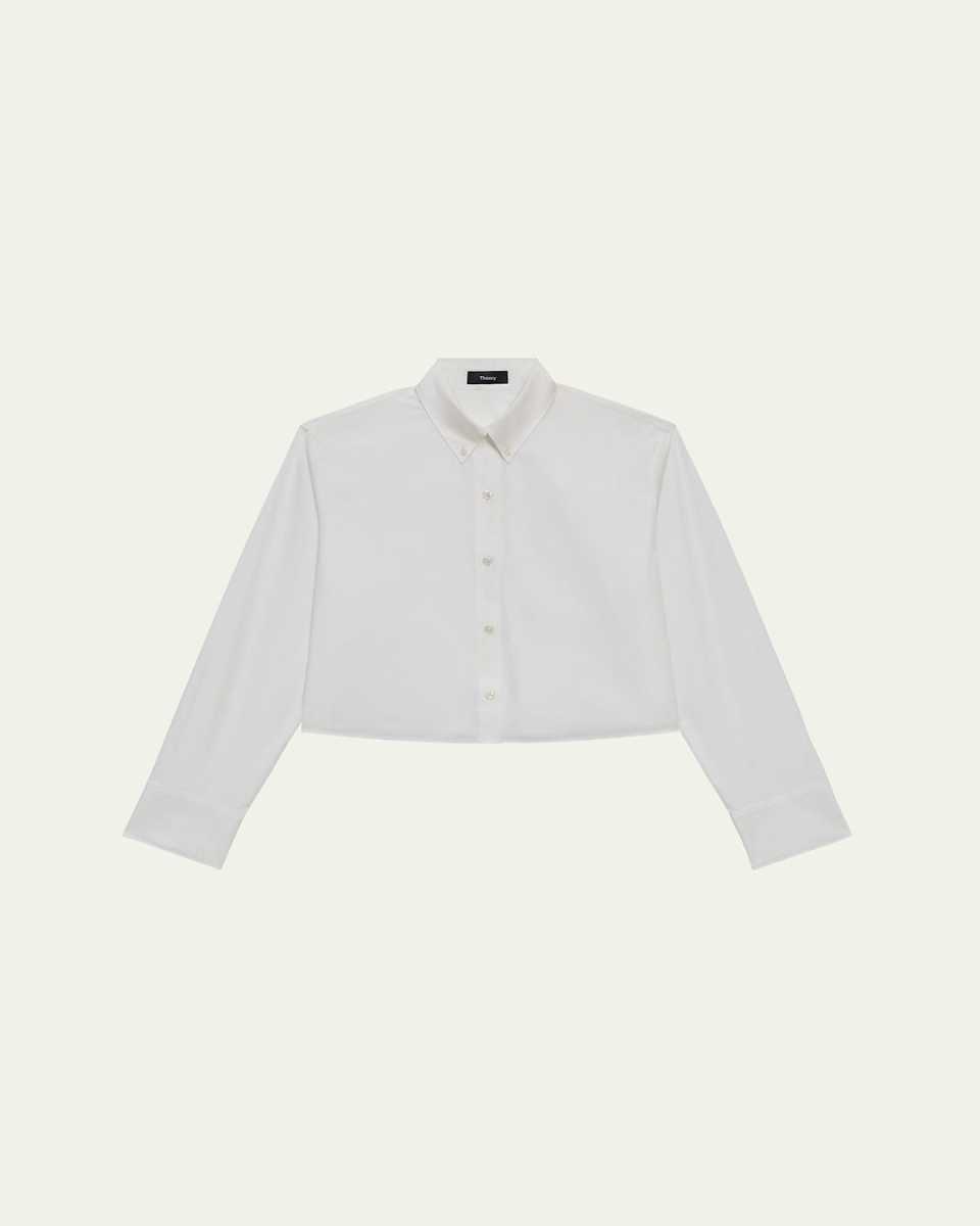 Vendome Cropped Boxy Long-Sleeve Shirt
